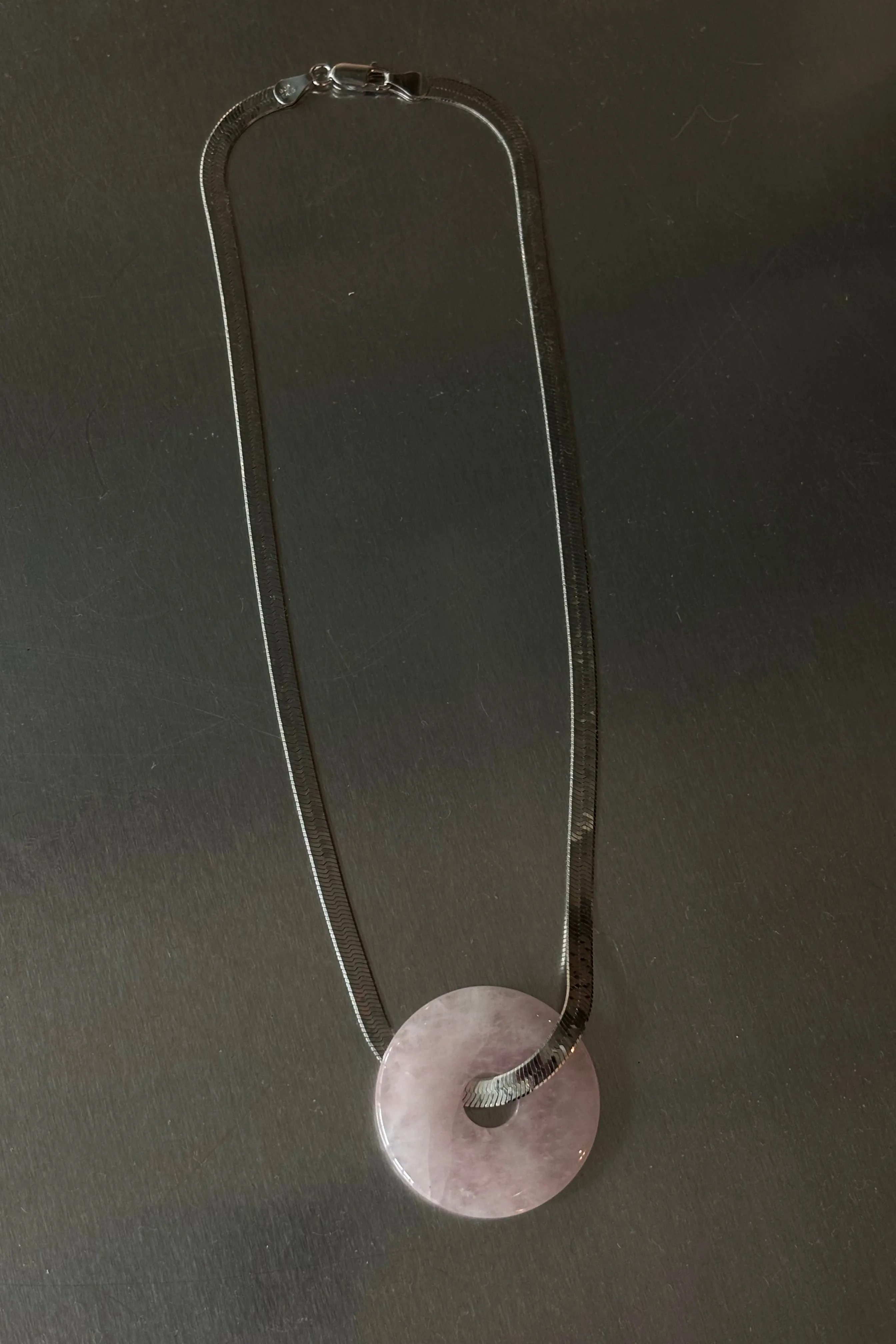 Silver Herringbone Chain with Agate Ring sold by NOMIA product image thumbnail 2