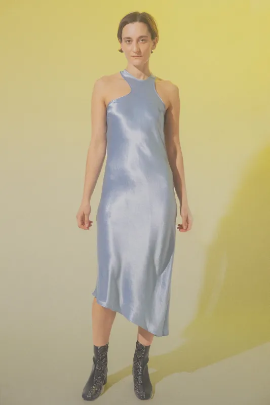 Asymmetric Cutout Bias Dress - Glacier made by NOMIA
