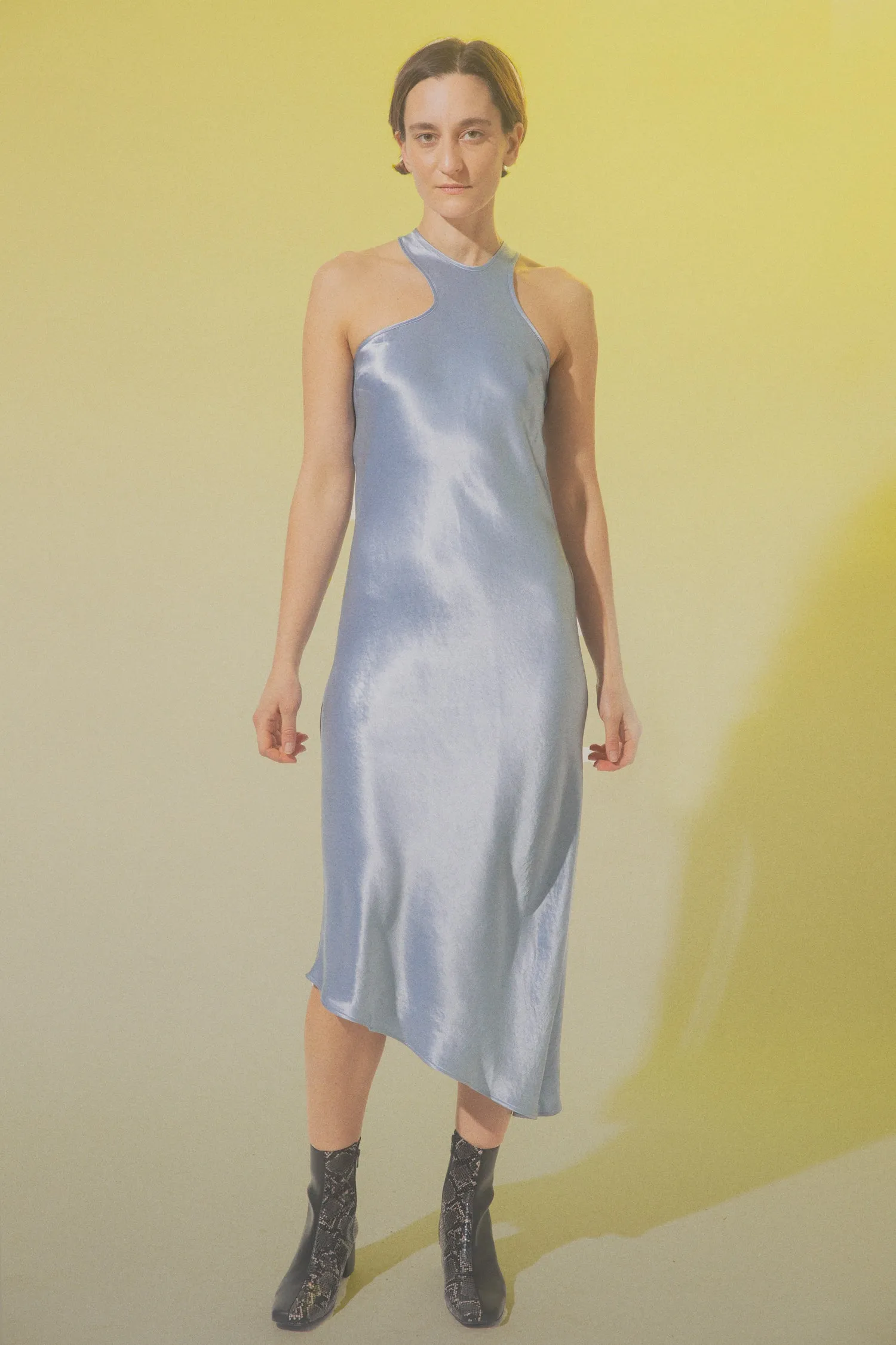 Asymmetric Cutout Bias Dress - Glacier sold by NOMIA