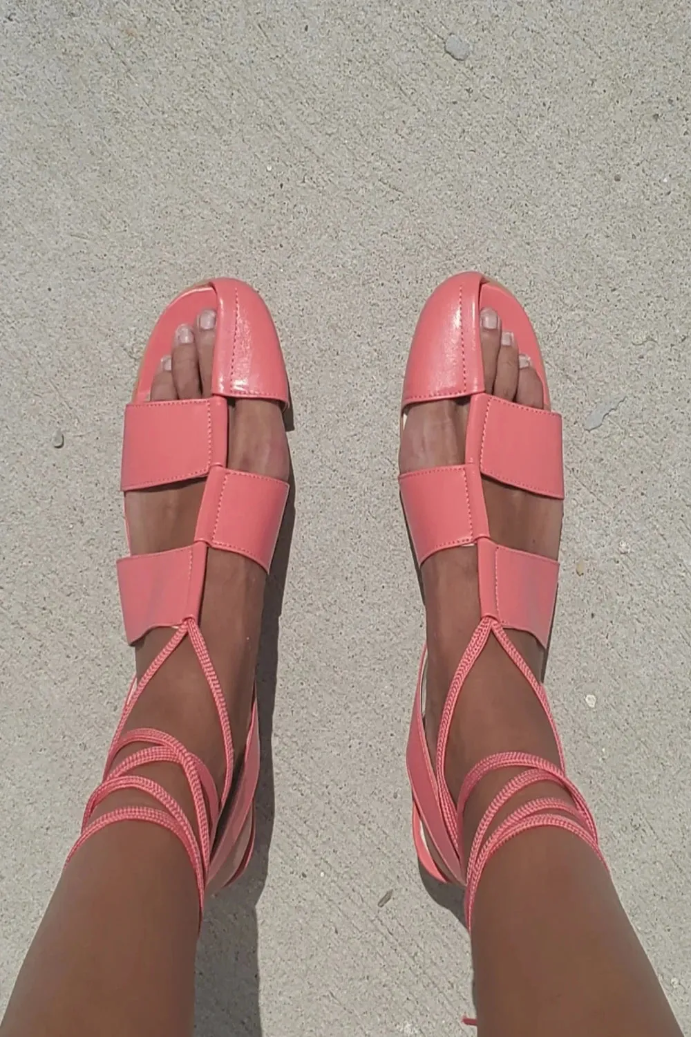 Checker Lace Up Sandal - Coral sold by NOMIA product image thumbnail 2