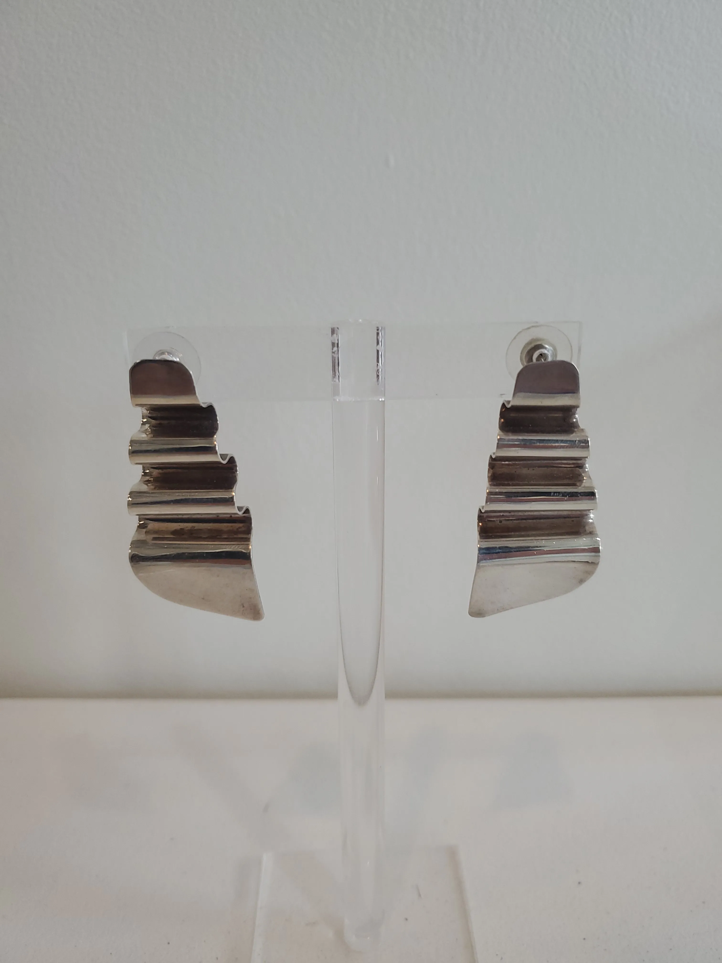 Vintage Sterling Silver Wavy Earrings sold by NOMIA