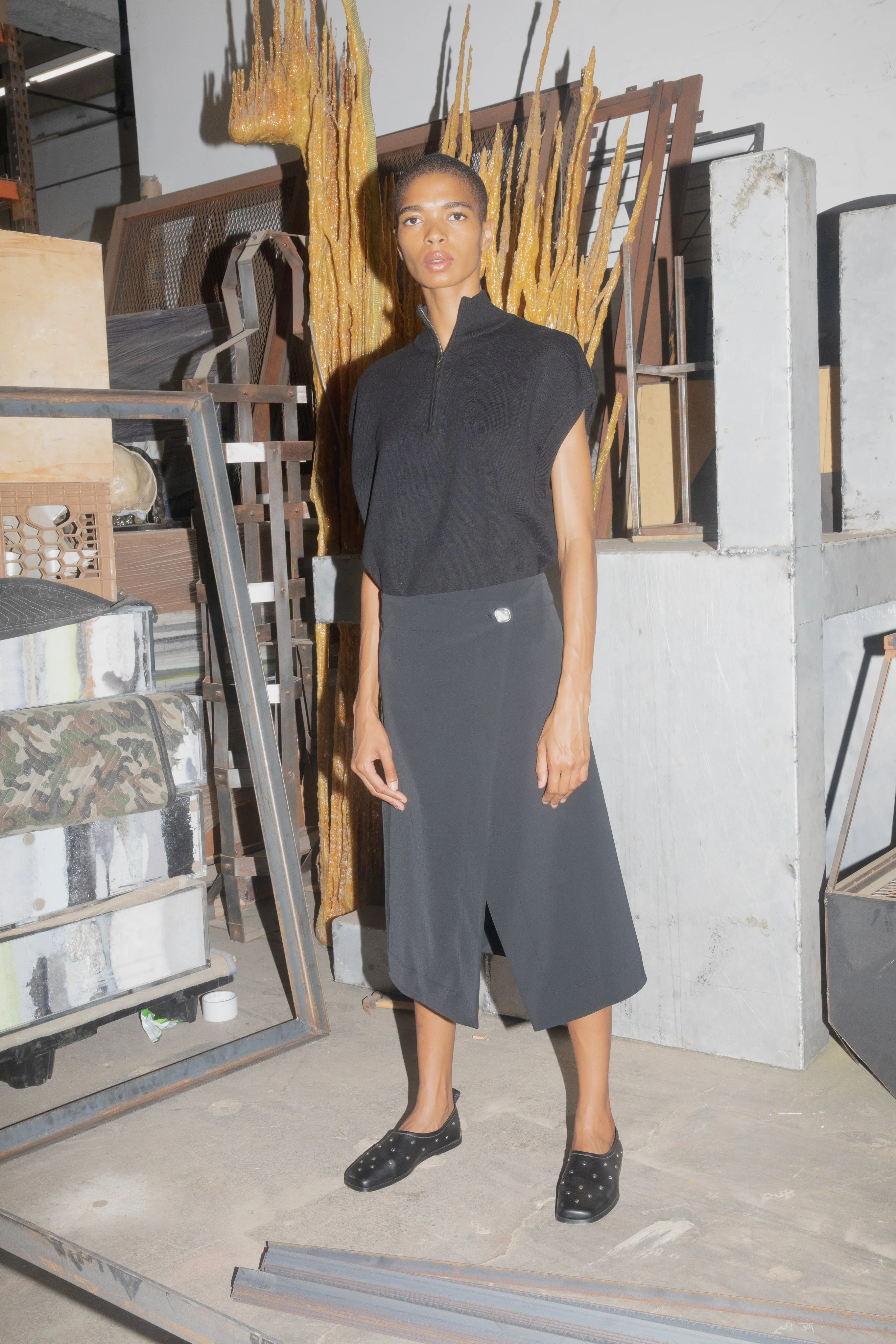 Sleeveless Zip Sweater Vest - Black sold by NOMIA