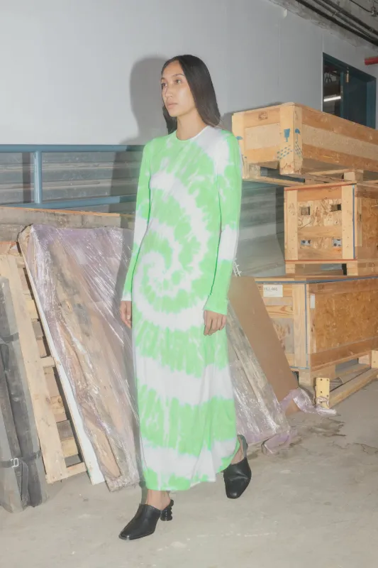 Long Sleeve Dress - Lime Tie-Dye made by NOMIA