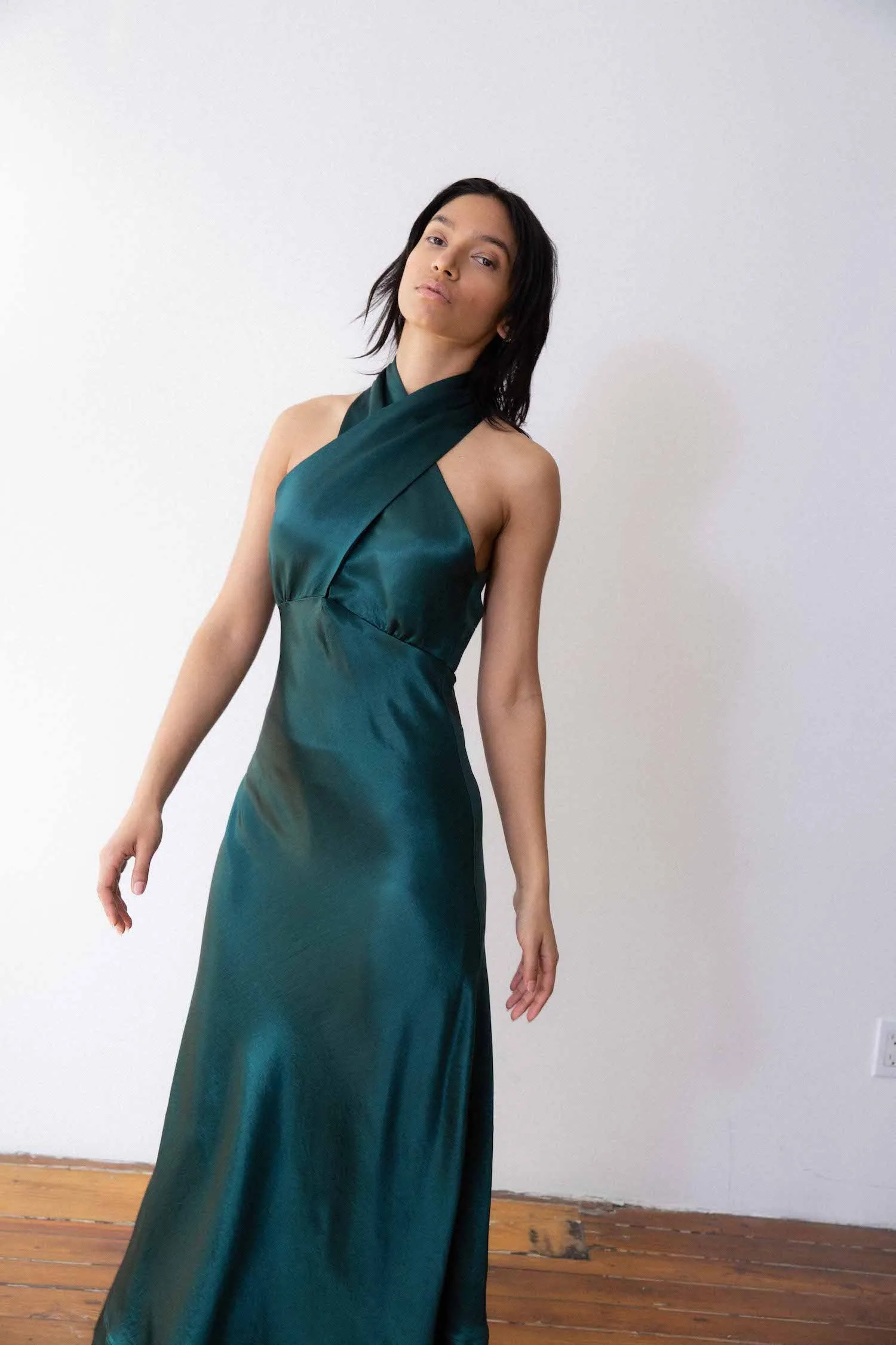 Cross Front Bias Dress - Kelp sold by NOMIA product image thumbnail 2