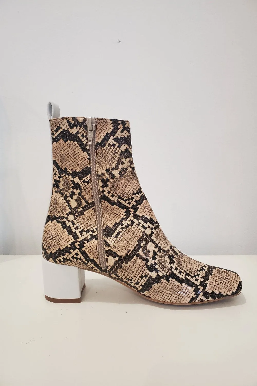 Teo Boot - White / Beige Snake sold by NOMIA