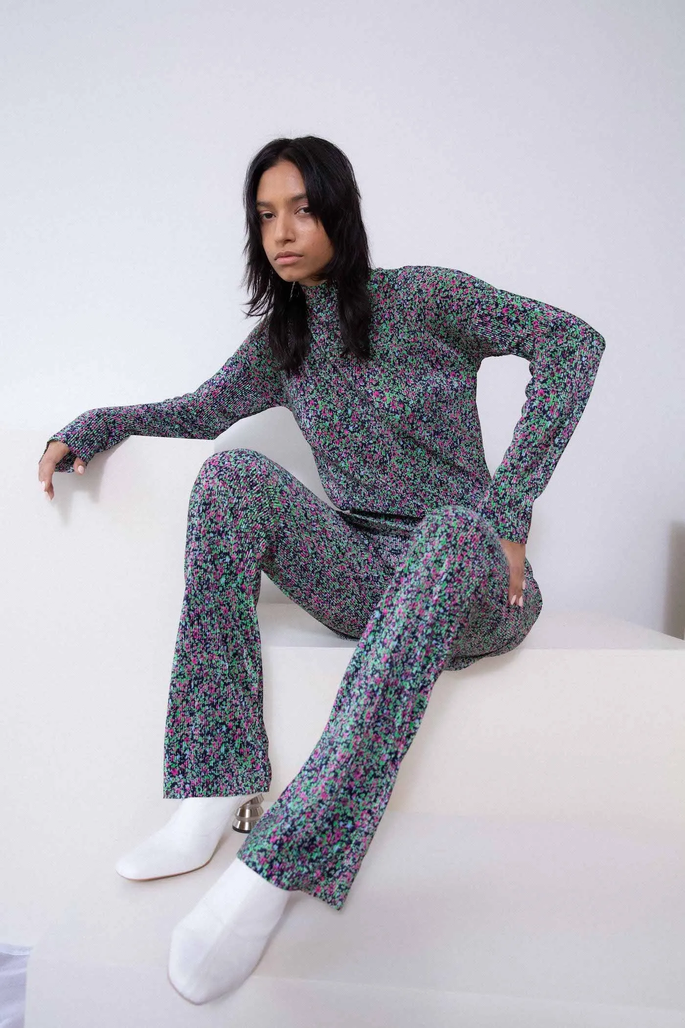 Long flared pants - Black Multicolor sold by NOMIA