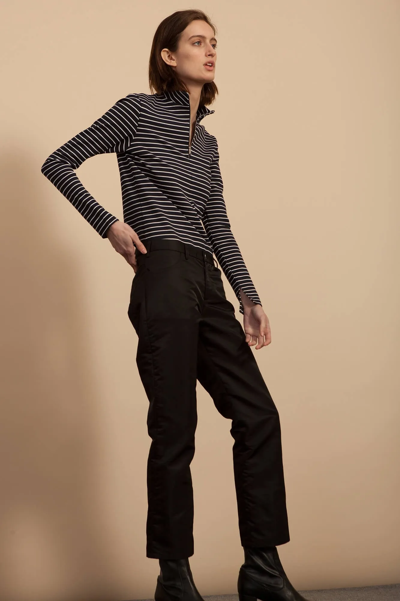 LS Zip Mockneck - Midnight Stripe sold by NOMIA