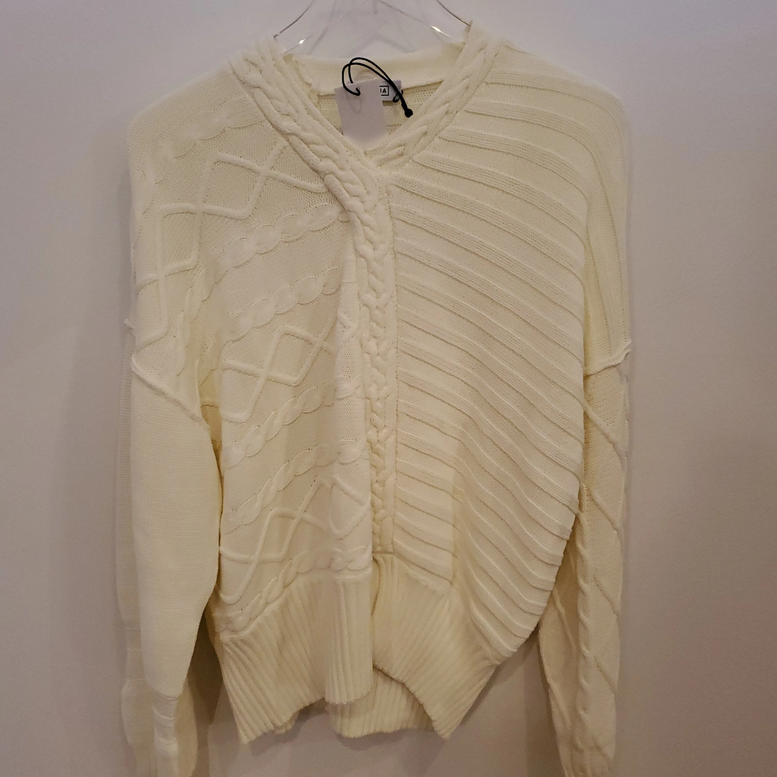 Deconstructed Cable Knit Sweater - ivory sold by NOMIA