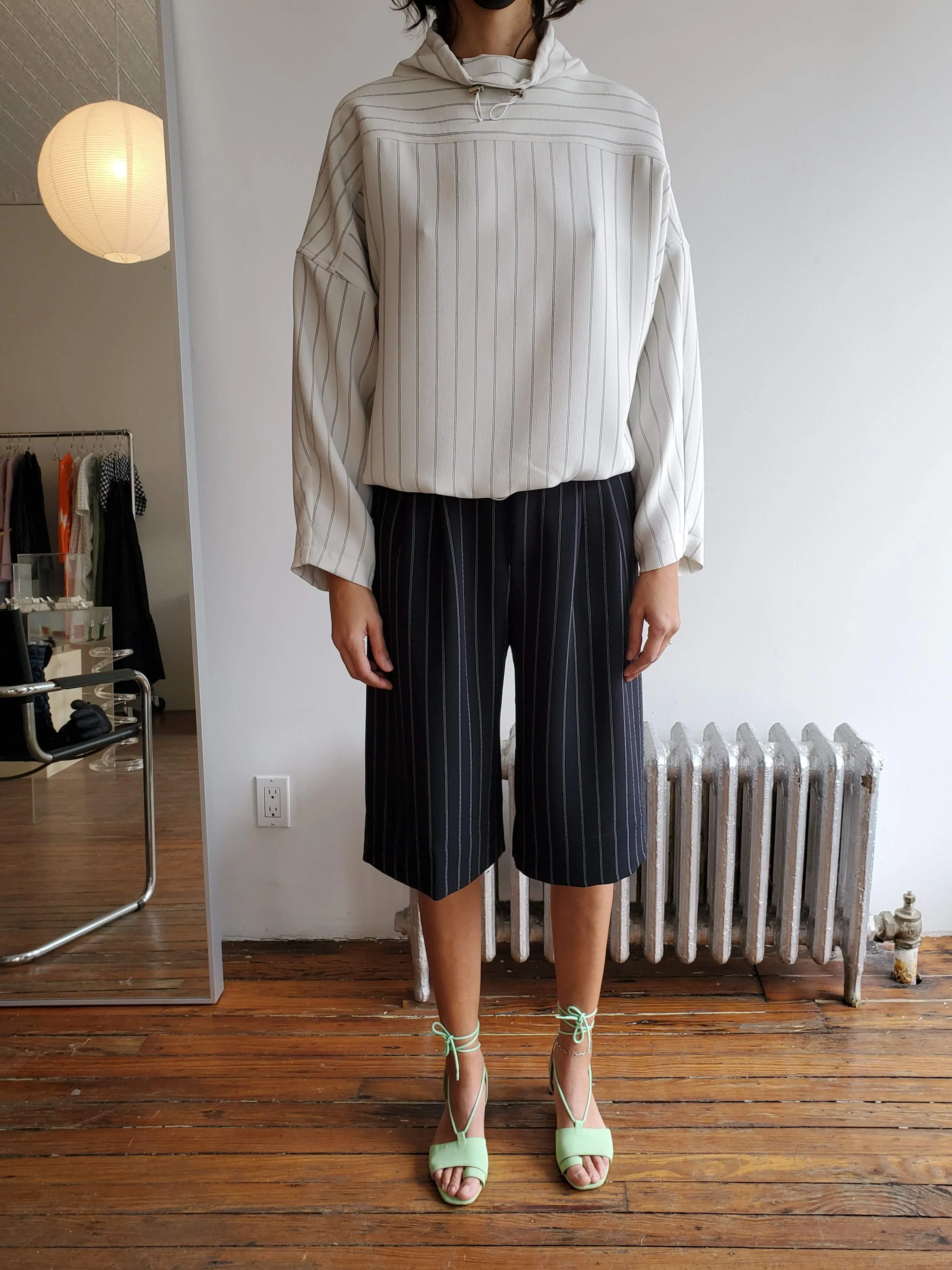 Drawcord Pullover - Ivory / Black Pinstripe sold by NOMIA