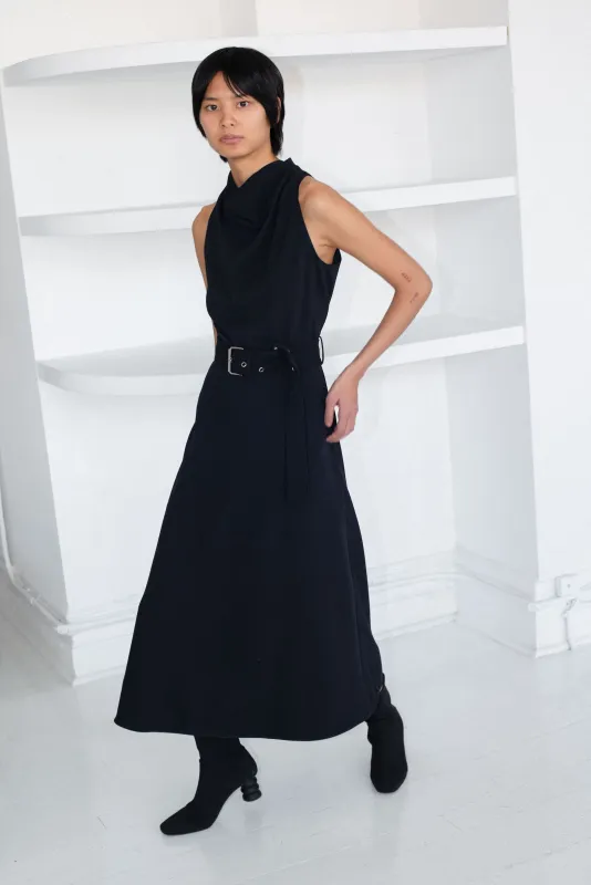Belted Cowl Dress - Midnight made by NOMIA