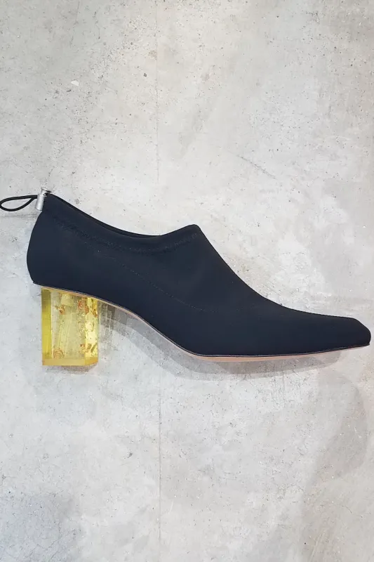 Gabi Sock Pump - Black With Citrine Heel sold by NOMIA