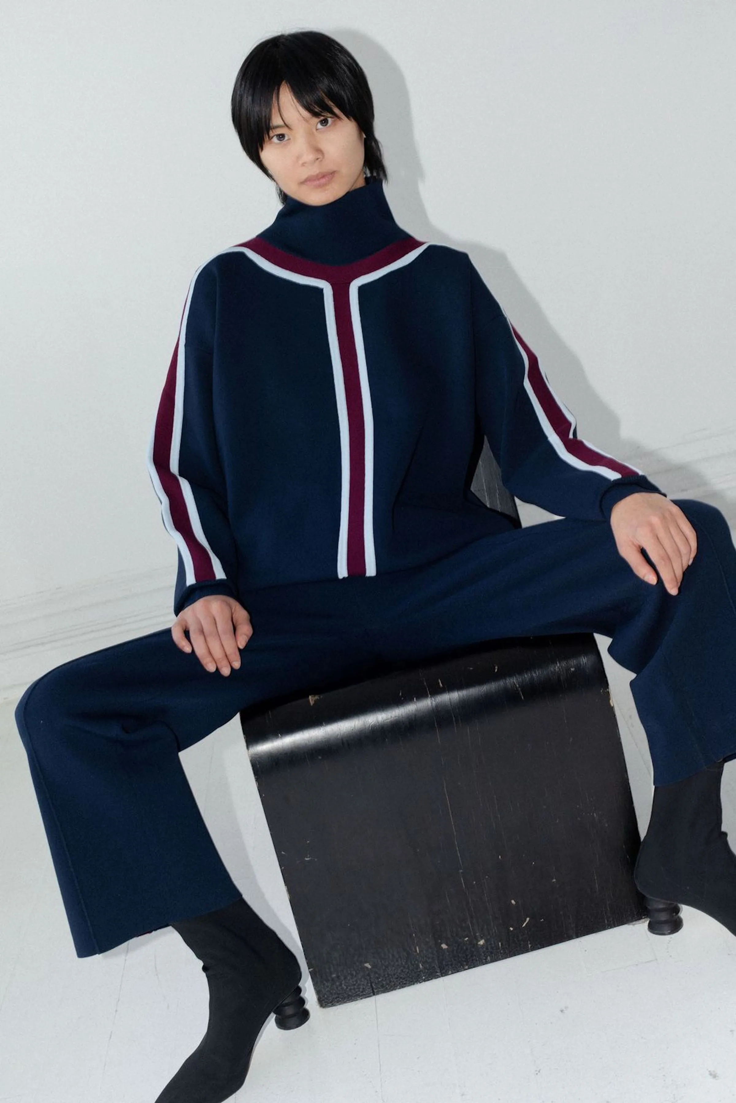 STRIPED TURTLENECK - MIDNIGHT sold by NOMIA
