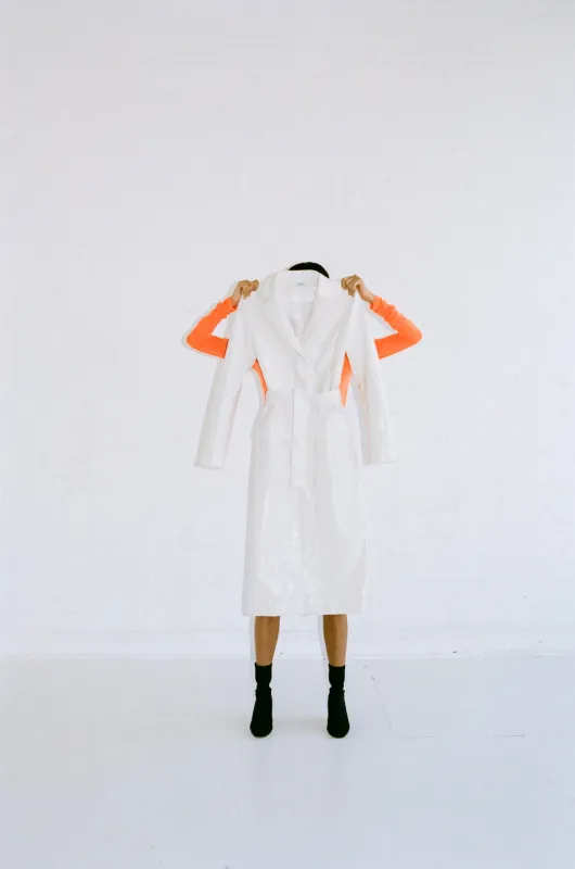 LONG SLEEVE MESH MOCKNECK - FLUORO ORANGE made by NOMIA