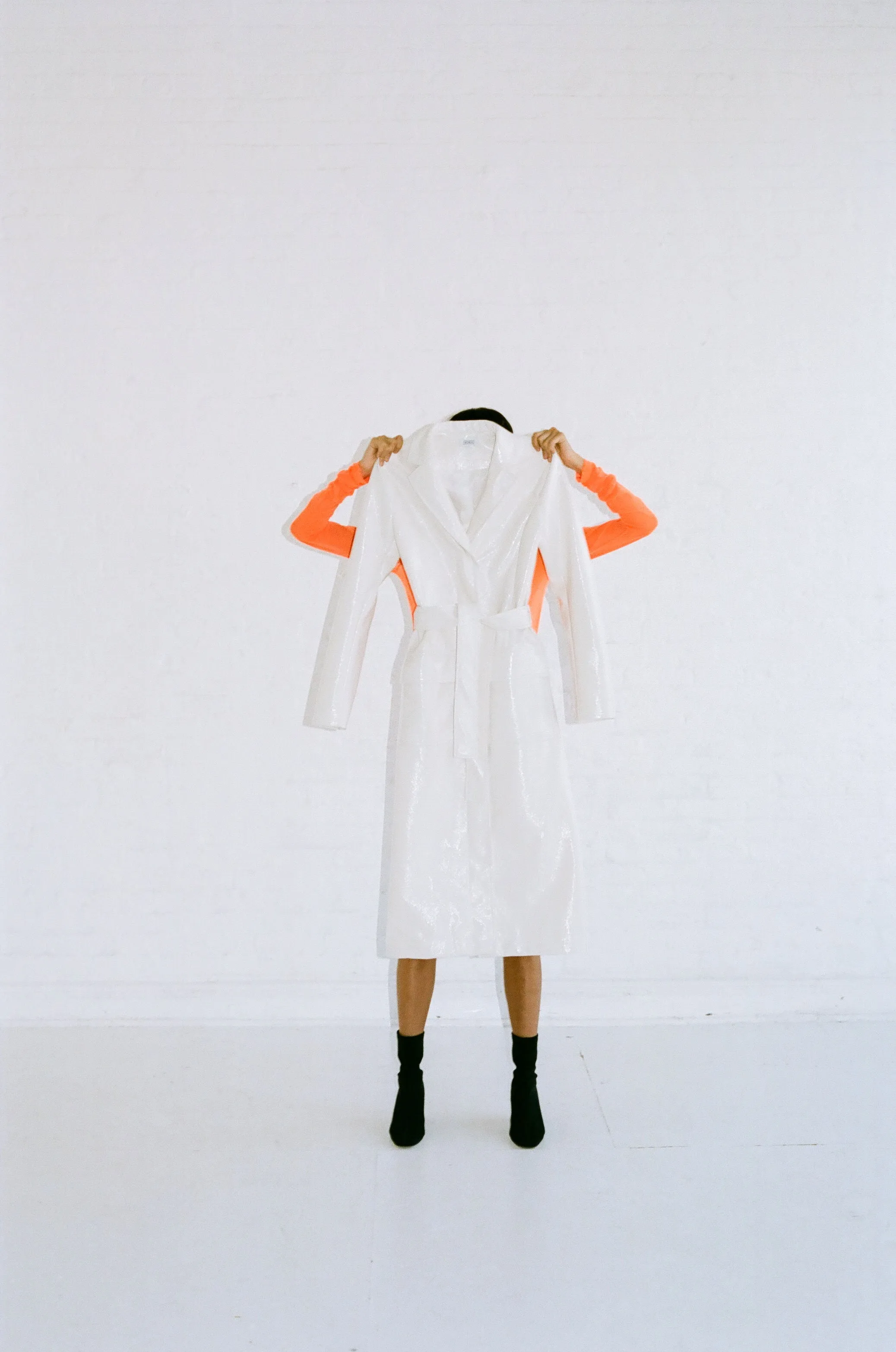LONG SLEEVE MESH MOCKNECK - FLUORO ORANGE sold by NOMIA