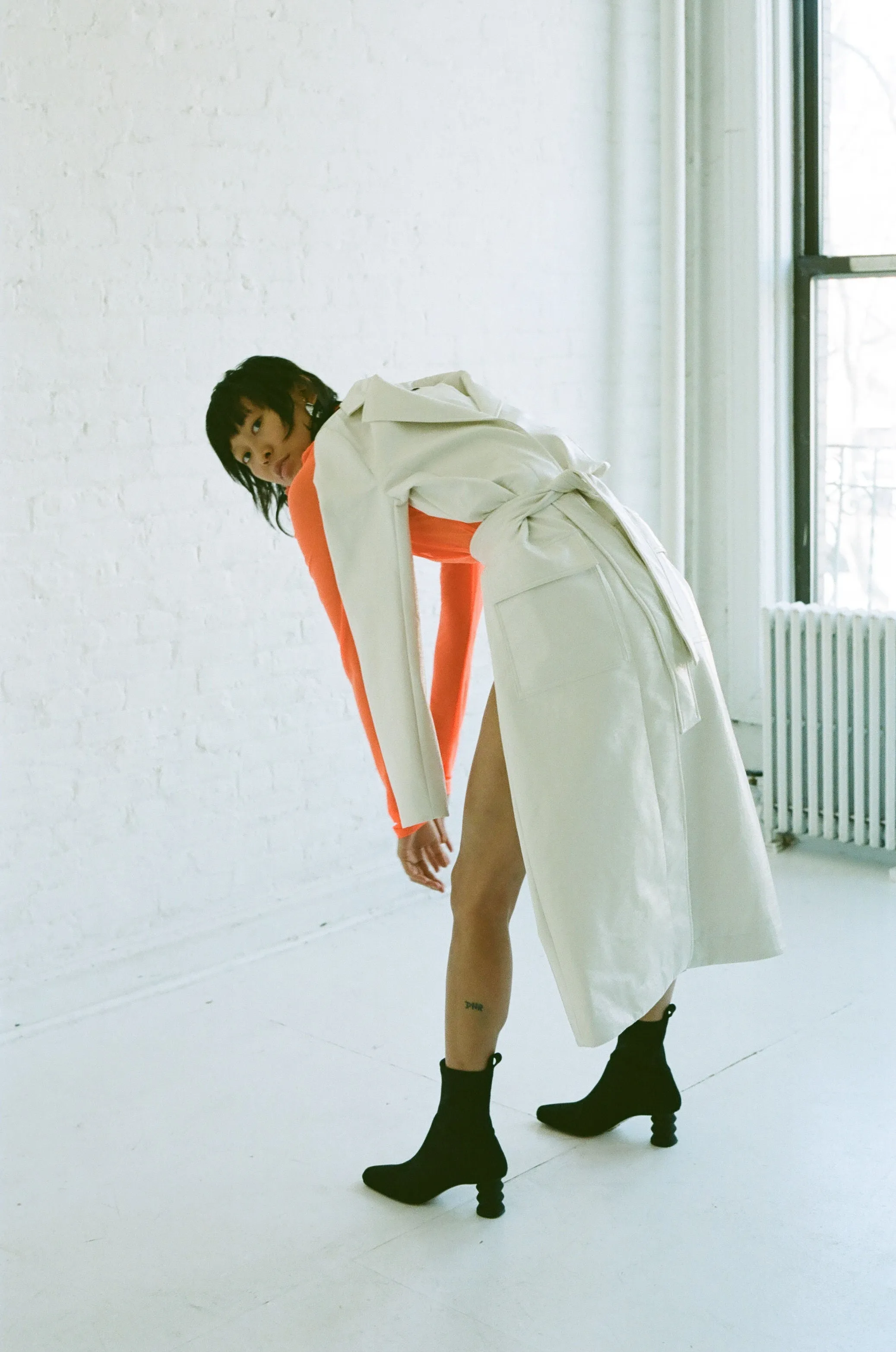 LONG SLEEVE MESH MOCKNECK - FLUORO ORANGE sold by NOMIA product image thumbnail 3