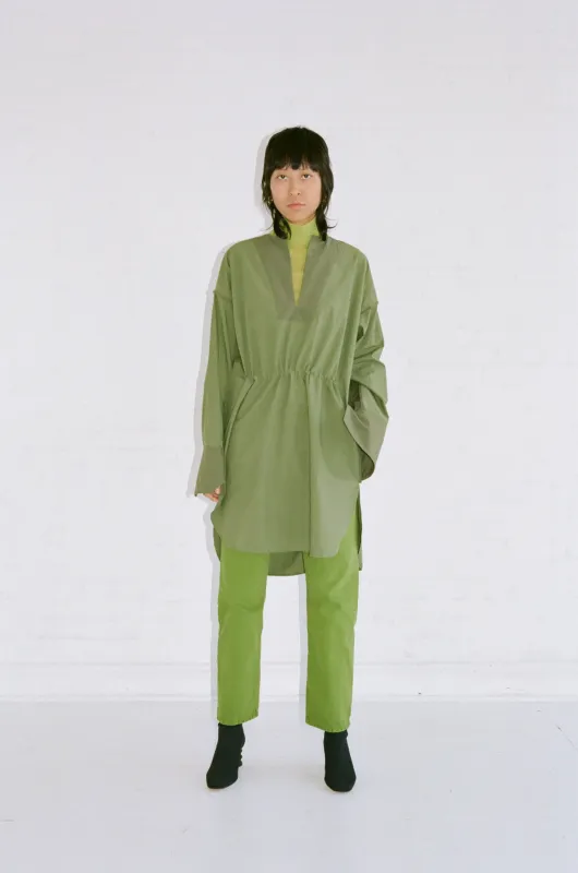 OVERSIZE TUNIC WITH BINDING - KHAKI / BOTTLE GREEN sold by NOMIA