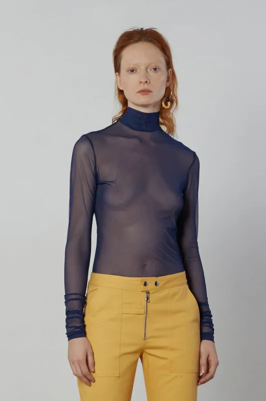 Long Sleeve Mesh Turtleneck - Marine made by NOMIA