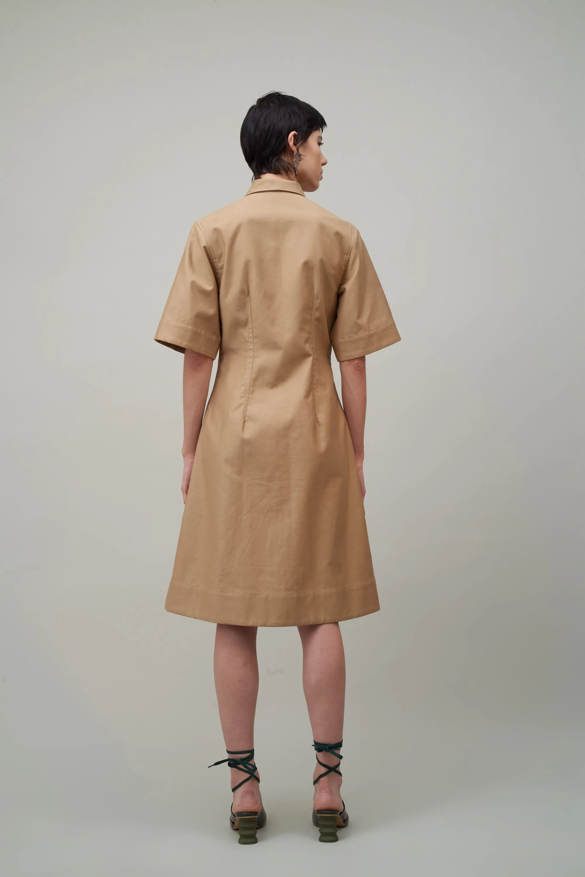 ZIP FRONT POCKET DRESS - TAN sold by NOMIA product image thumbnail 4