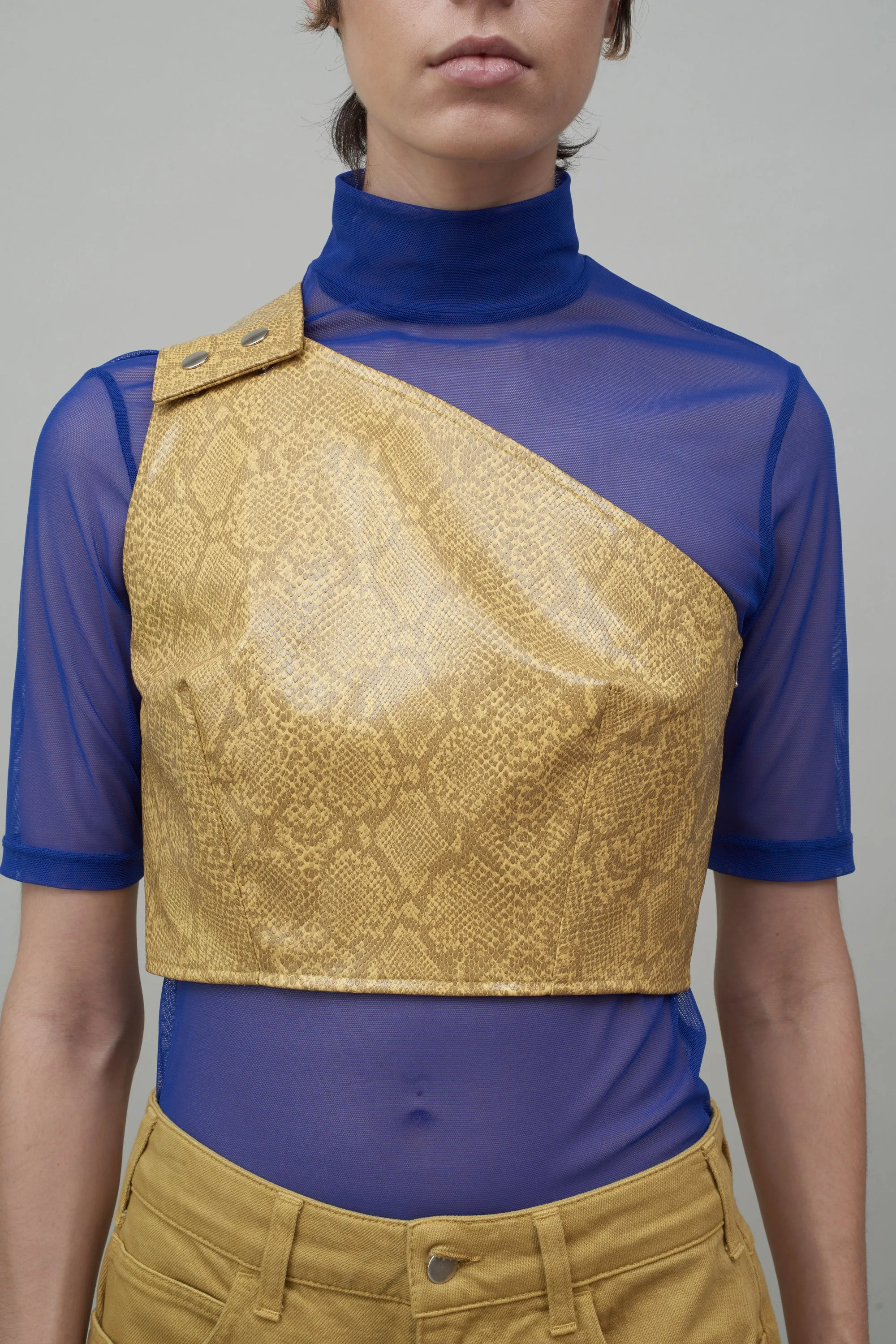 ONE SHOULDER BUSTIER - YELLOW FAUX SNAKESKIN sold by NOMIA product image thumbnail 2