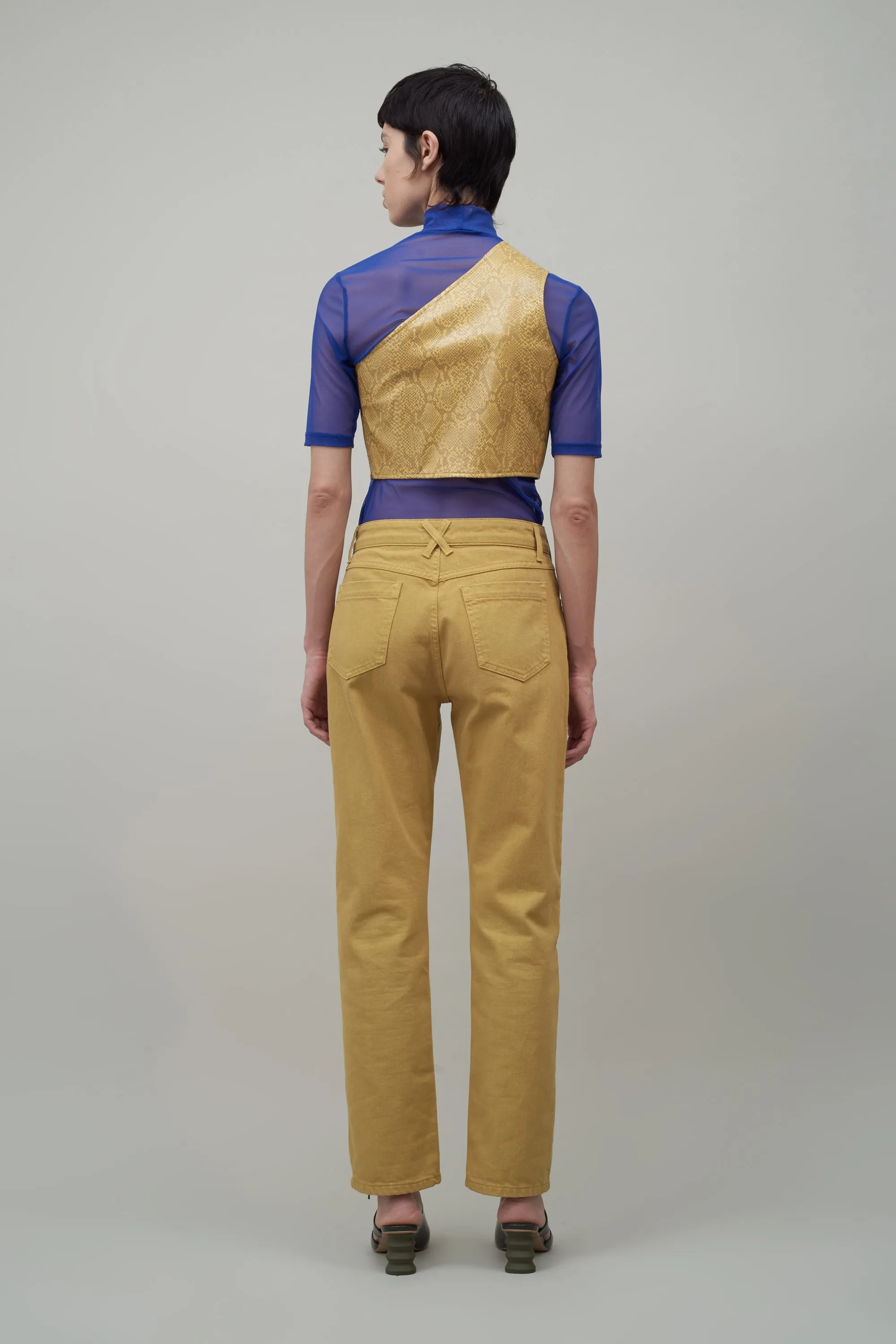 ONE SHOULDER BUSTIER - YELLOW FAUX SNAKESKIN sold by NOMIA product image thumbnail 4