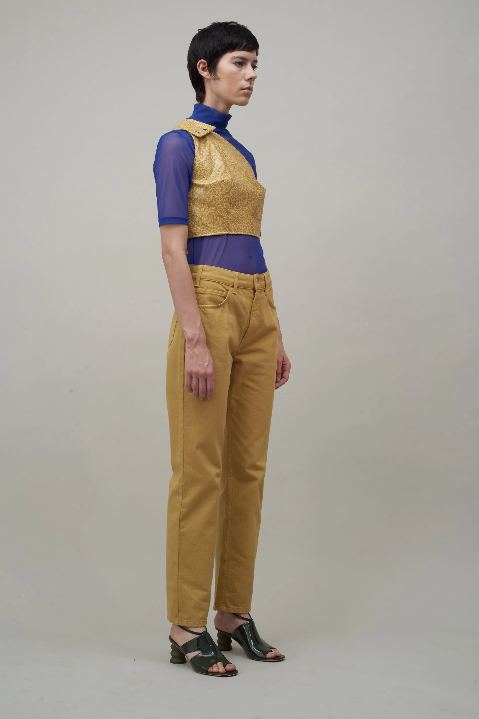 ONE SHOULDER BUSTIER - YELLOW FAUX SNAKESKIN sold by NOMIA product image thumbnail 3