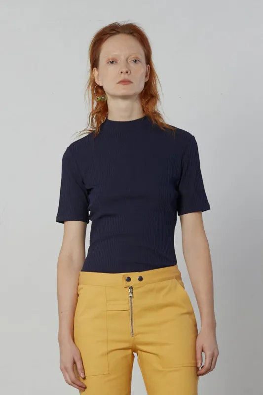 Short Sleeve Mockneck - Midnight made by NOMIA