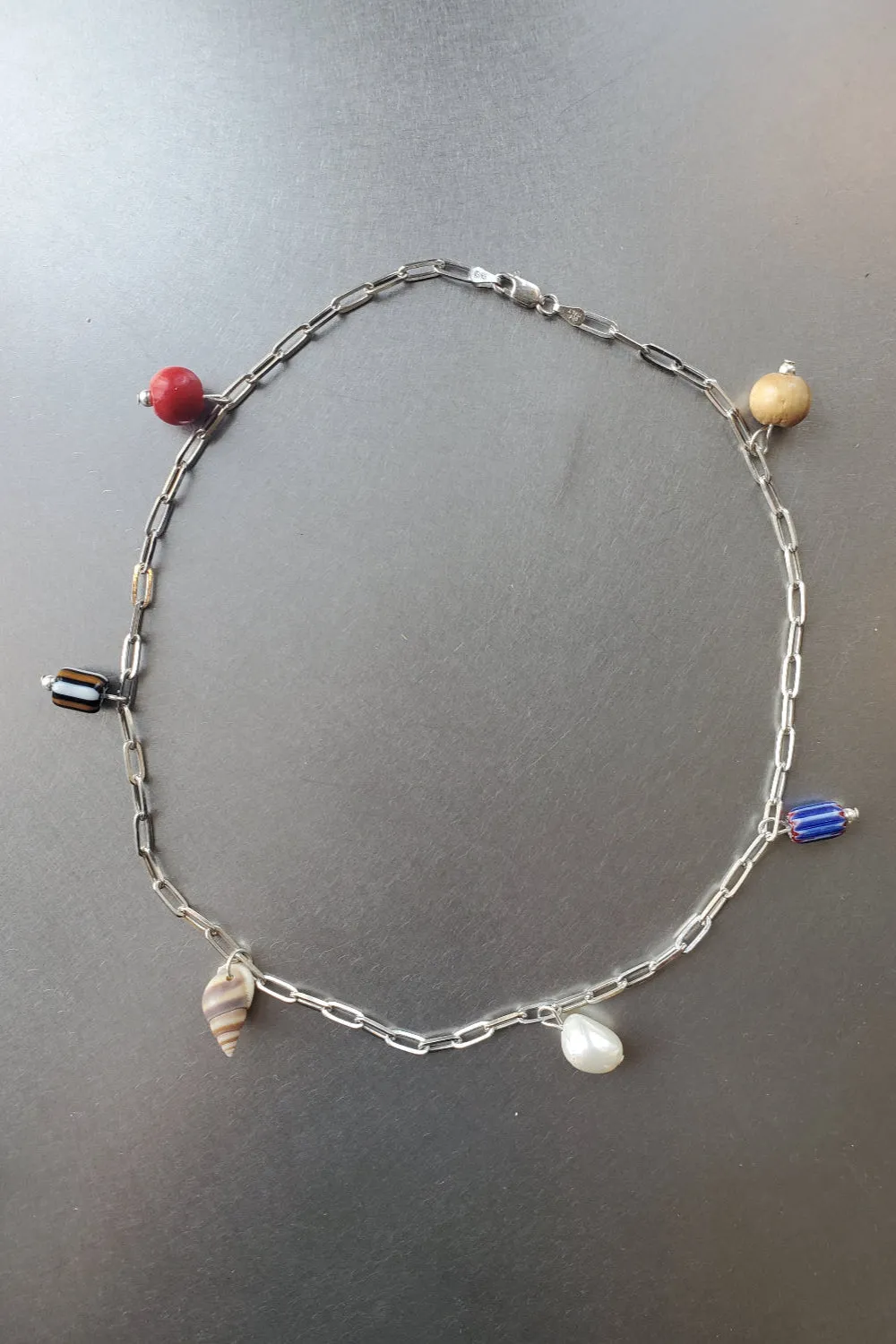 Confetti Charm Necklace - Silver Multicolor sold by NOMIA