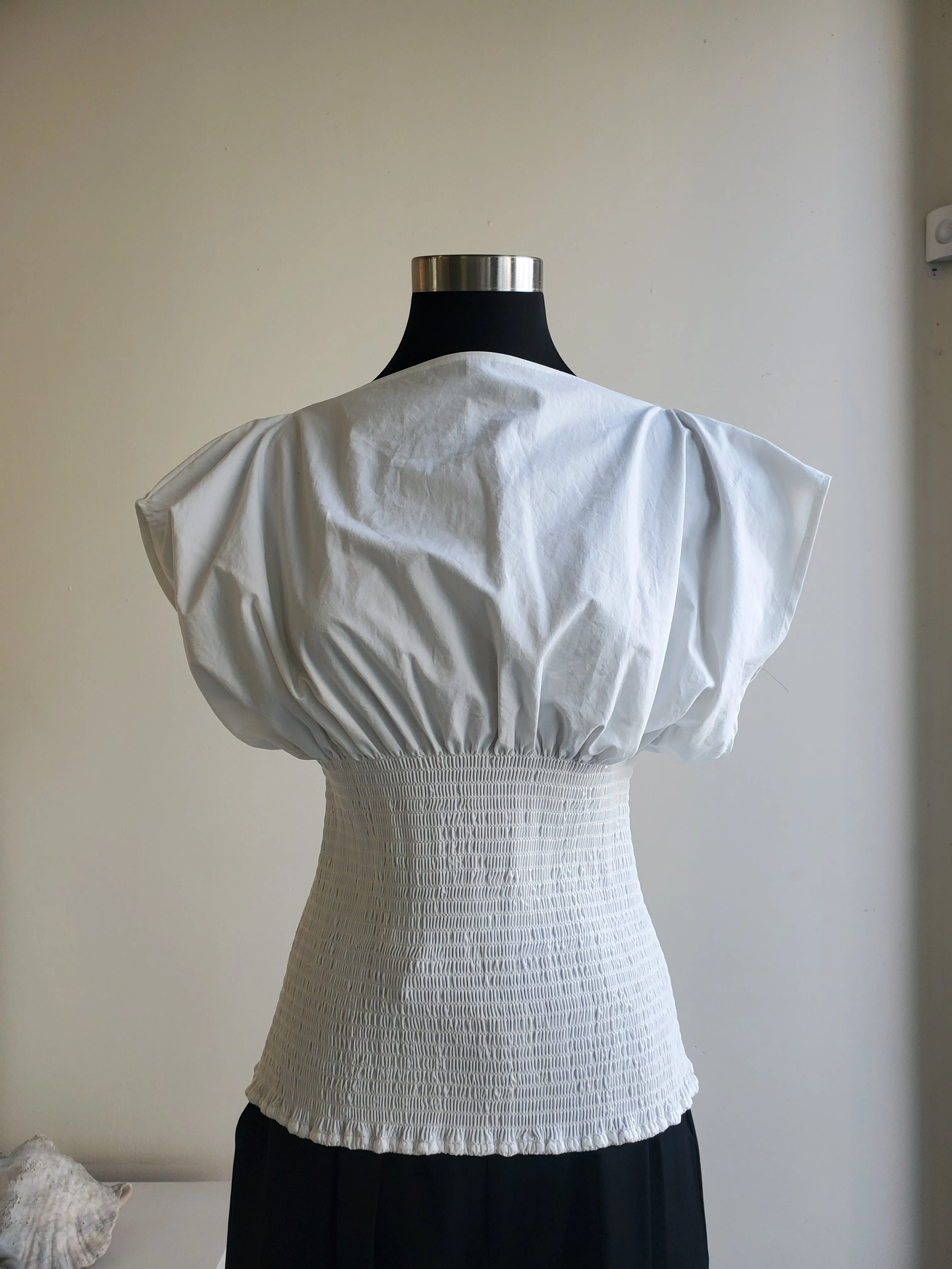 Smocked Sleeveless Top - Chalk sold by NOMIA