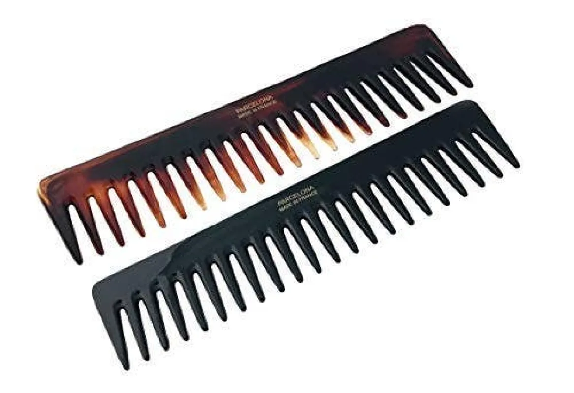 Parcelona French Volume Long Rake Set of 2 Shell Black Celluloid Wide Hair Combs made by NOMIA