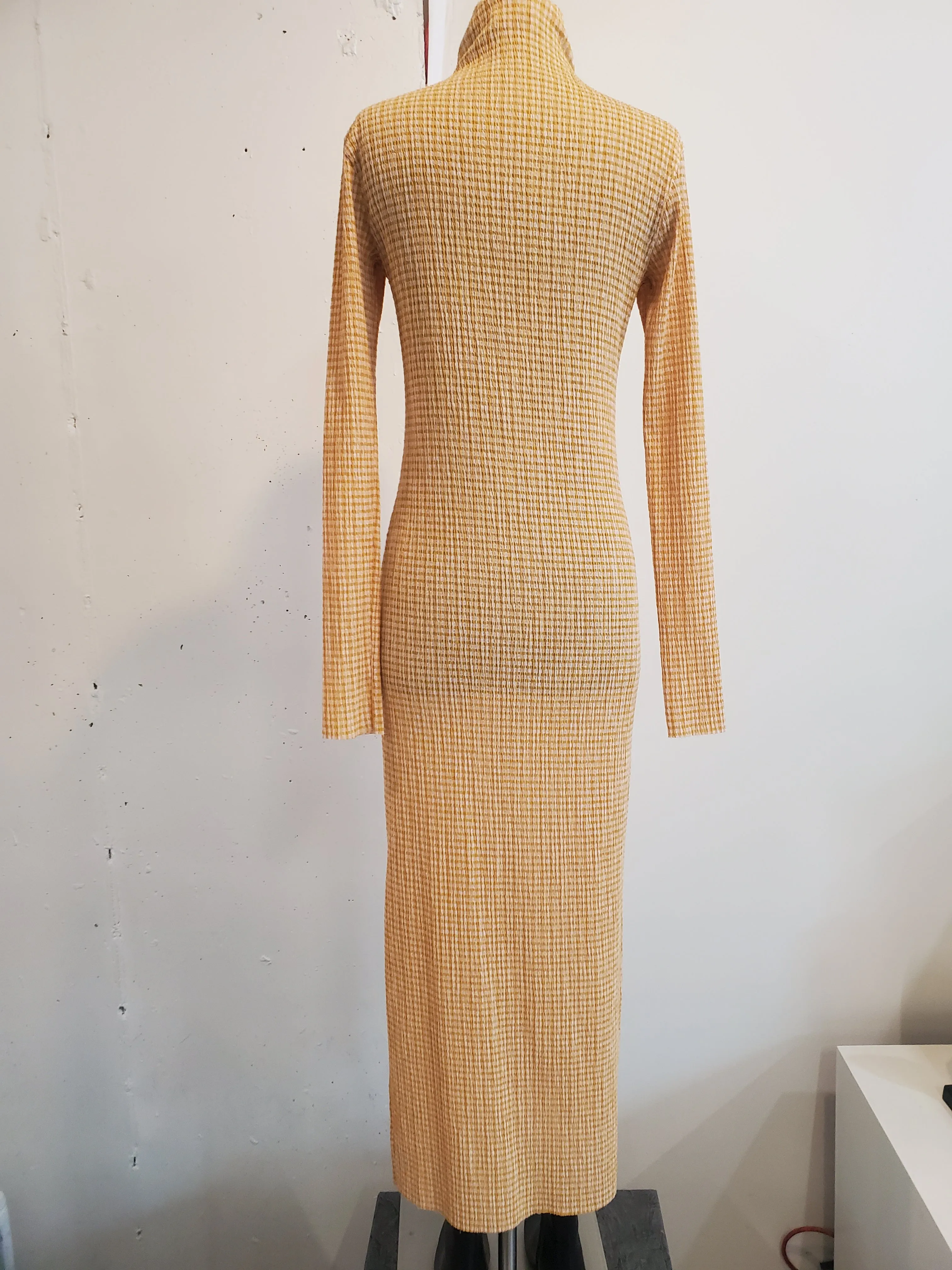 Maxi Mockneck Knit Dress - Orange/White Stripes gingham sold by NOMIA product image thumbnail 3
