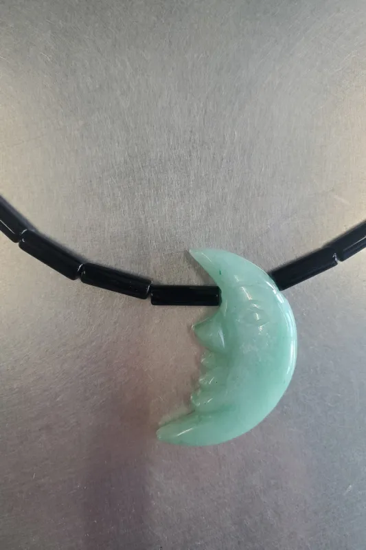 Onyx and Green Aventurine Moon Choker made by NOMIA