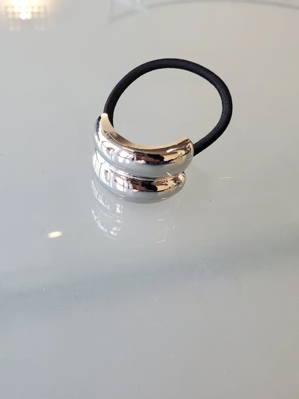 Mini Double Arch Metal Ponytail Hair Tie | Silver made by NARSHA