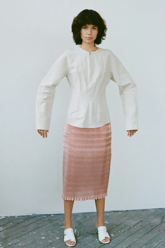 Zip Front Top With Boning - Natural made by NOMIA