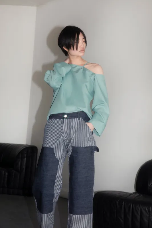 Laced Shoulder Top - Celadon made by NOMIA