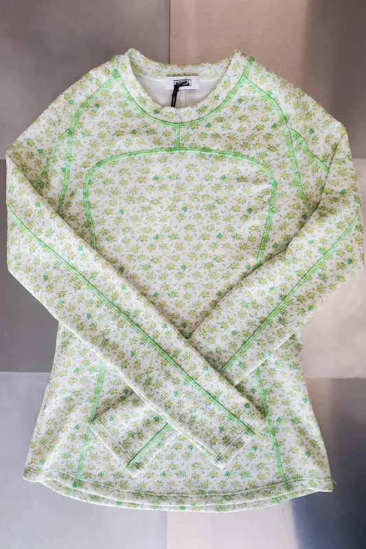 Long Sleeve Paneled Scuba Top - Lemon Lime Floral made by NOMIA
