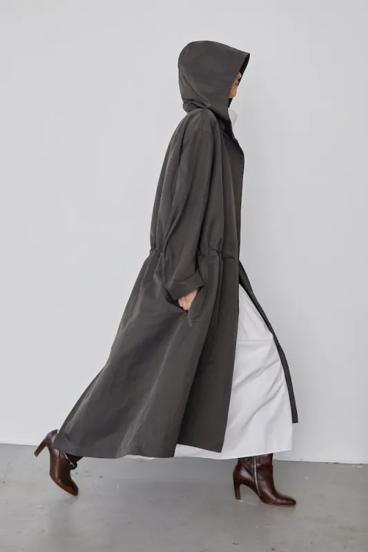Extra Long Fishtail Parka - Peat Nylon made by NOMIA