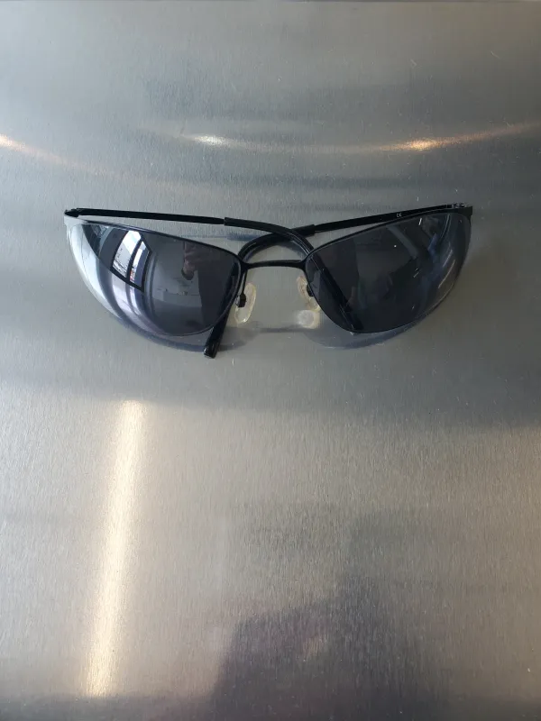 Vintage Italian Sunglasses - Black metal wraparound made by NOMIA