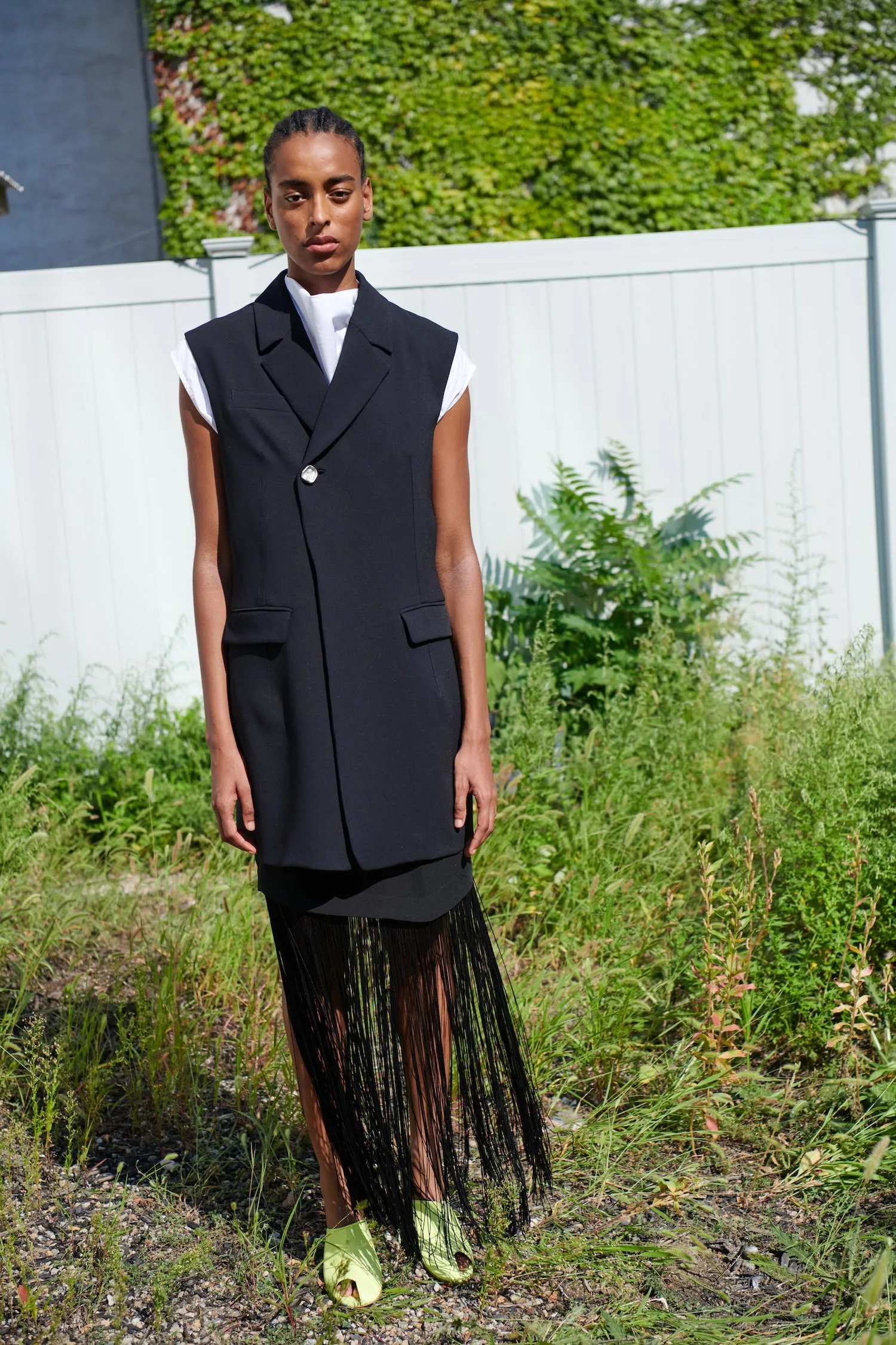 Asymmetric Hem Fringe Skirt - Black sold by NOMIA