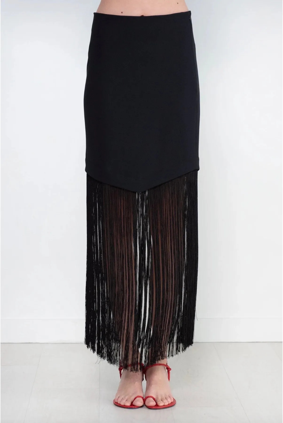 Asymmetric Hem Fringe Skirt - Black sold by NOMIA product image thumbnail 2