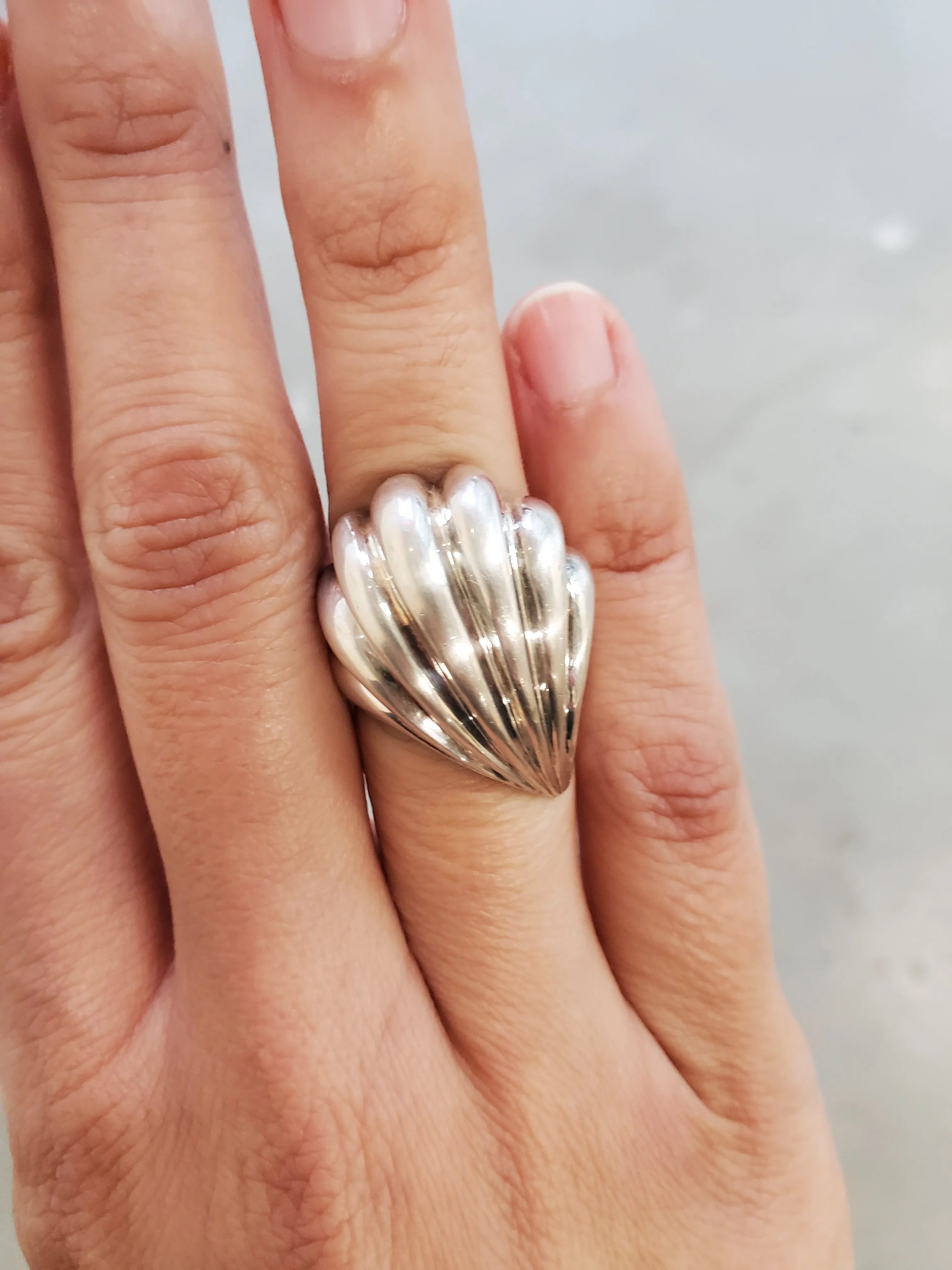 Shell Ridged Vintage Silver Ring sold by NOMIA