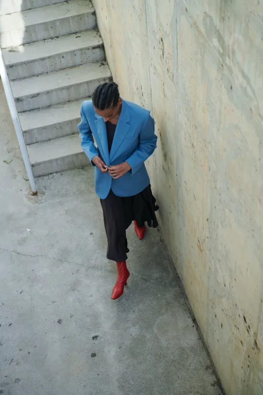 Oversized Yoke Blazer - Lake made by NOMIA