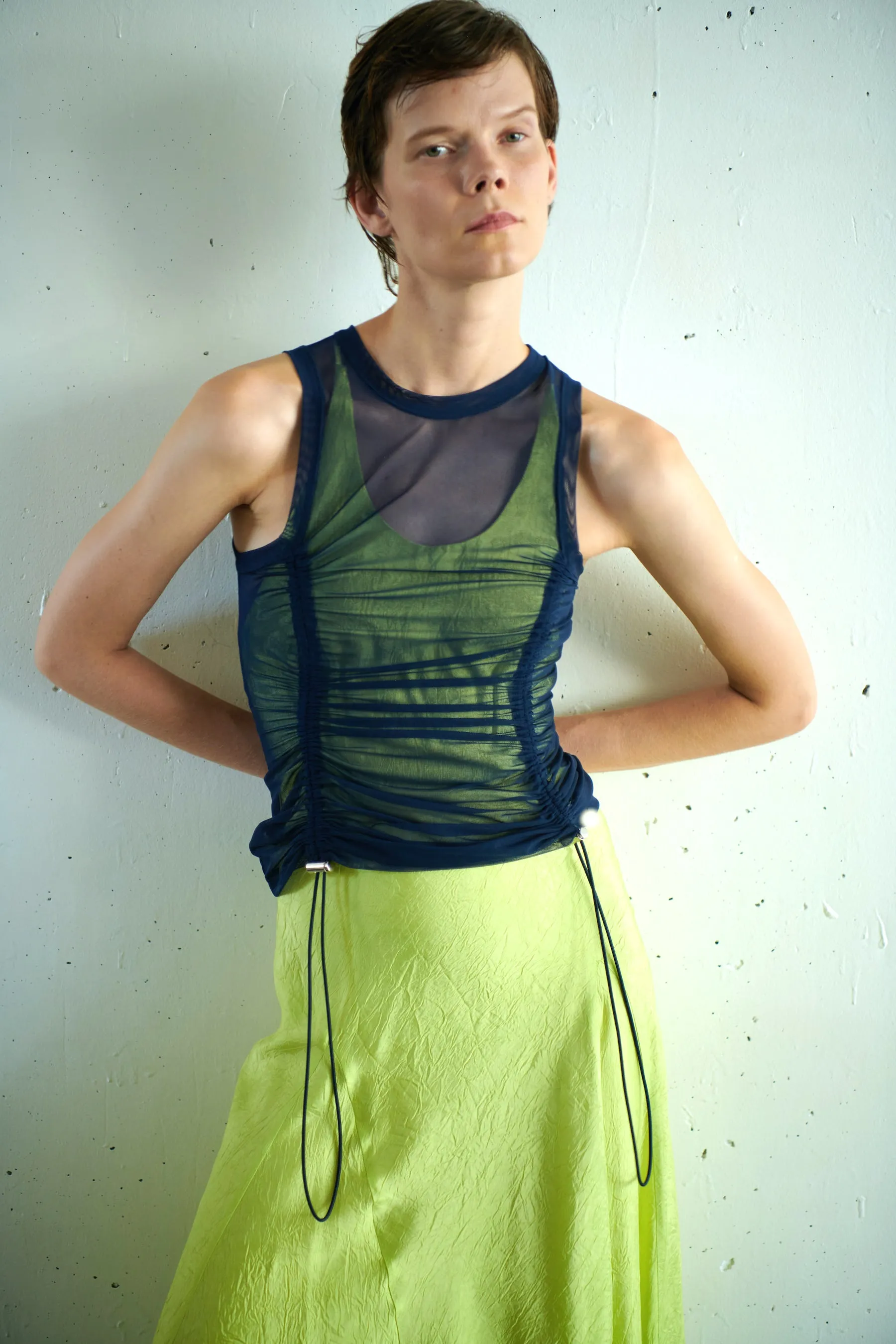 Bungee Gathered Tank - Midnight sold by NOMIA
