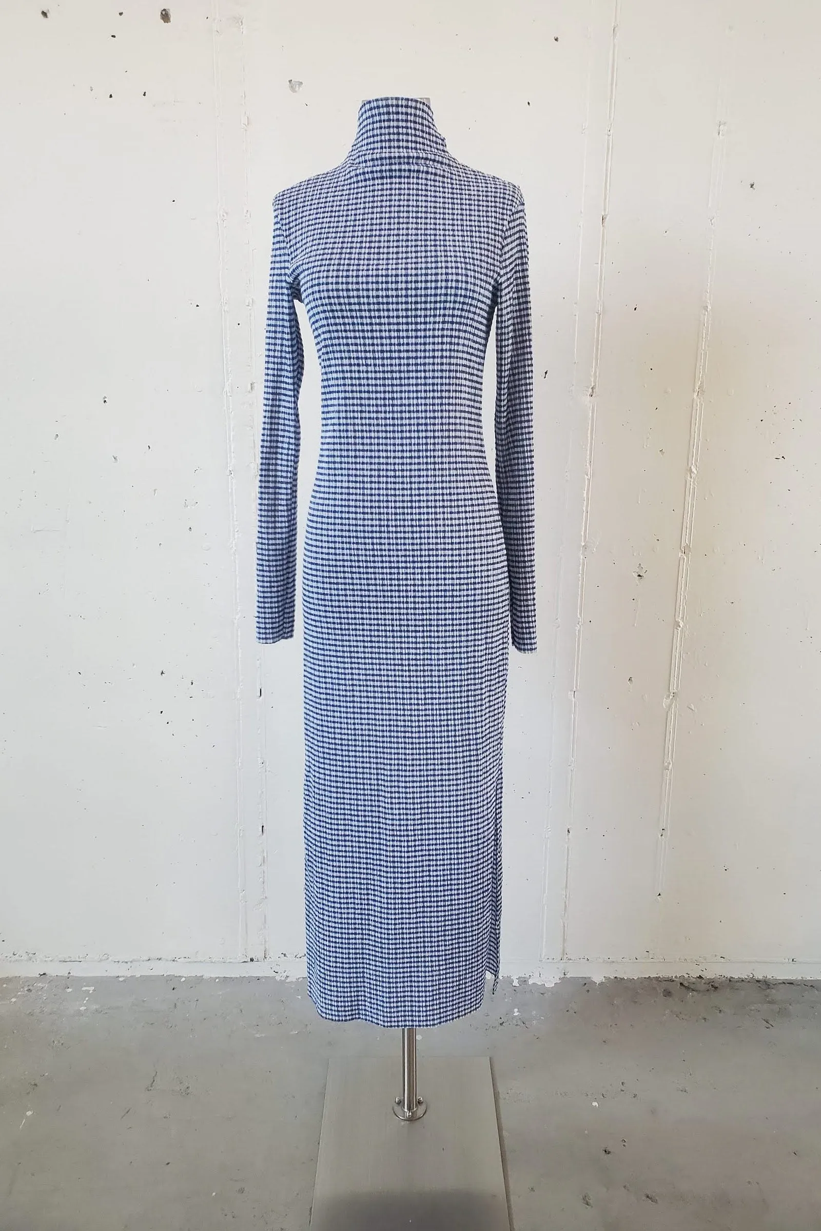 Mockneck Maxi Dress - Cobalt Blue Gingham sold by NOMIA