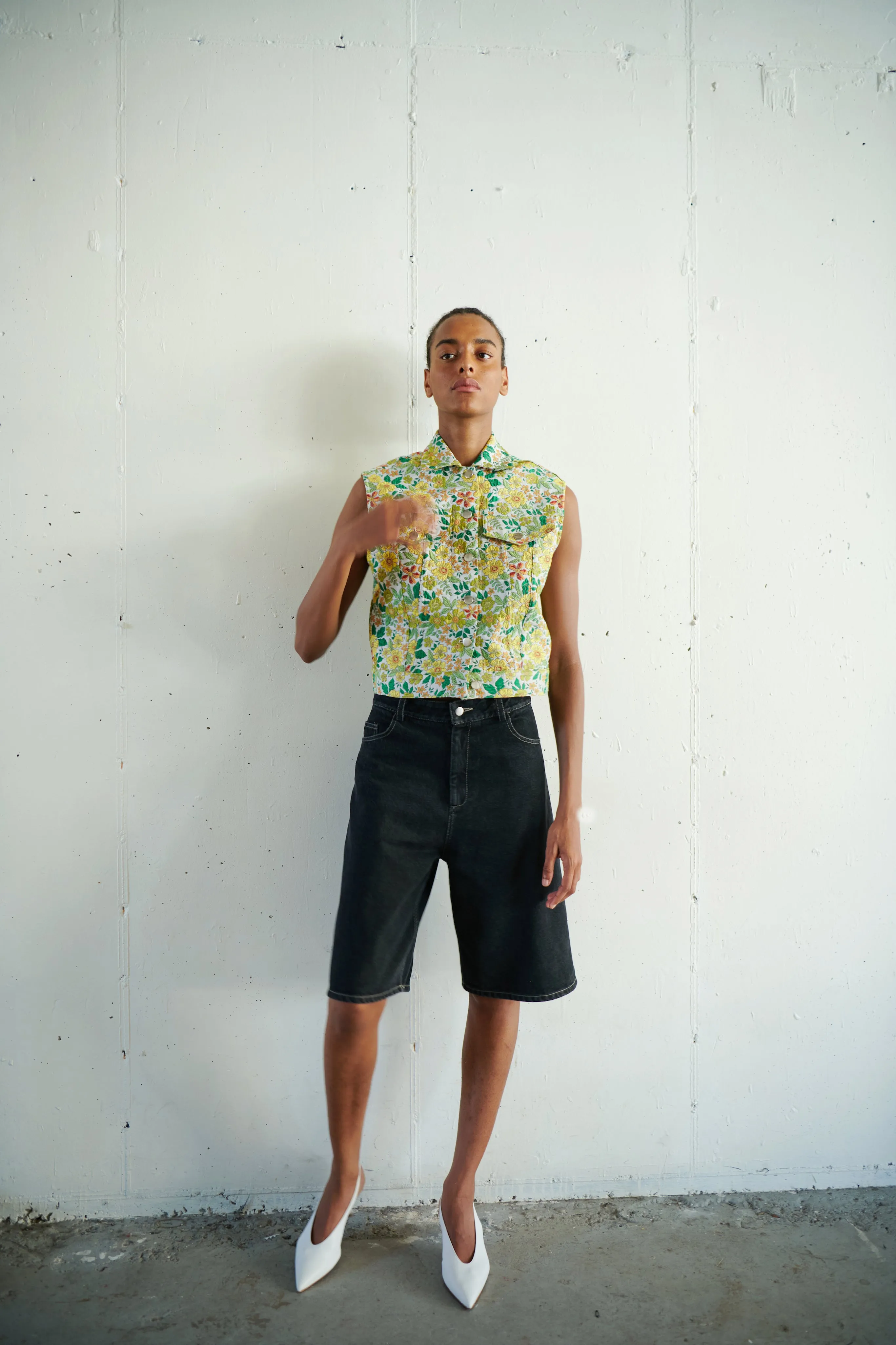 Wide Leg Jean Shorts - Black Stonewash sold by NOMIA