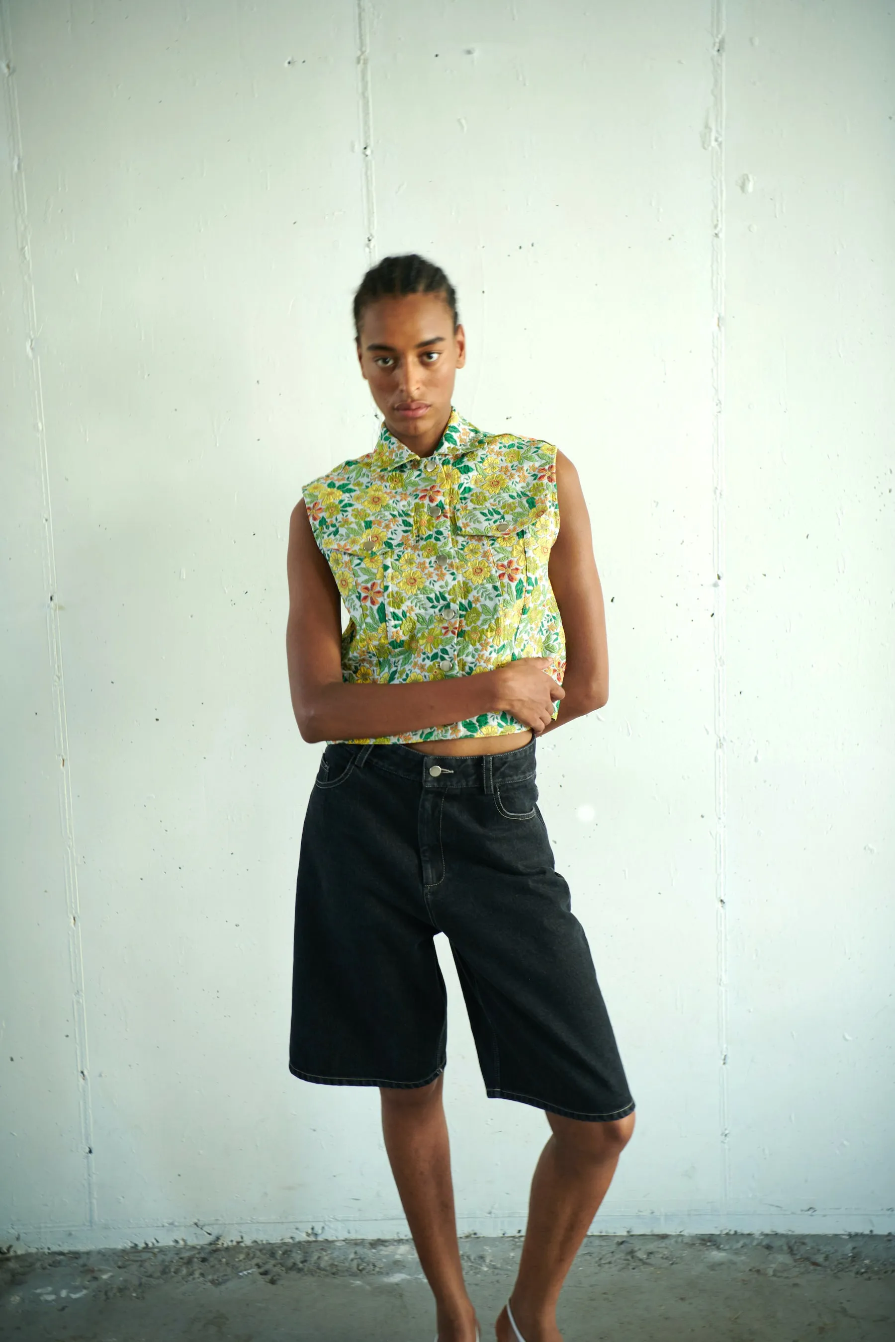 Wide Leg Jean Shorts - Black Stonewash sold by NOMIA product image thumbnail 2