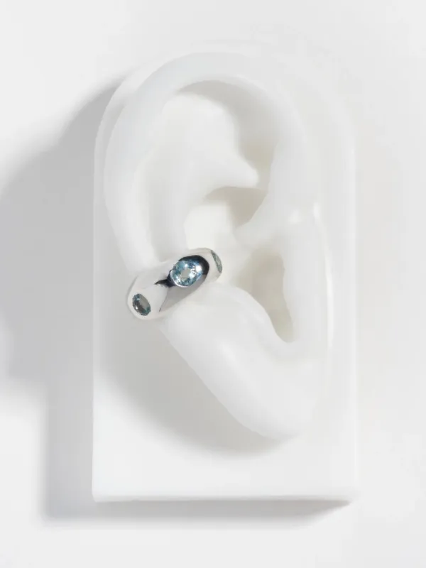 Faris Grosso Gem Ear Cuff - Silver / Topaz made by FARIS