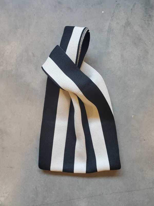 Stripe Knit Mini Tote - Black / White made by NOMIA