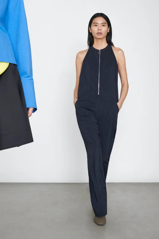 Zip Front Jumpsuit - Midnight Pinstripe made by NOMIA