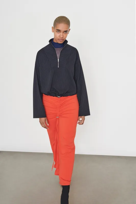 Cropped Zip Pullover - Midnight Pinstripe made by NOMIA