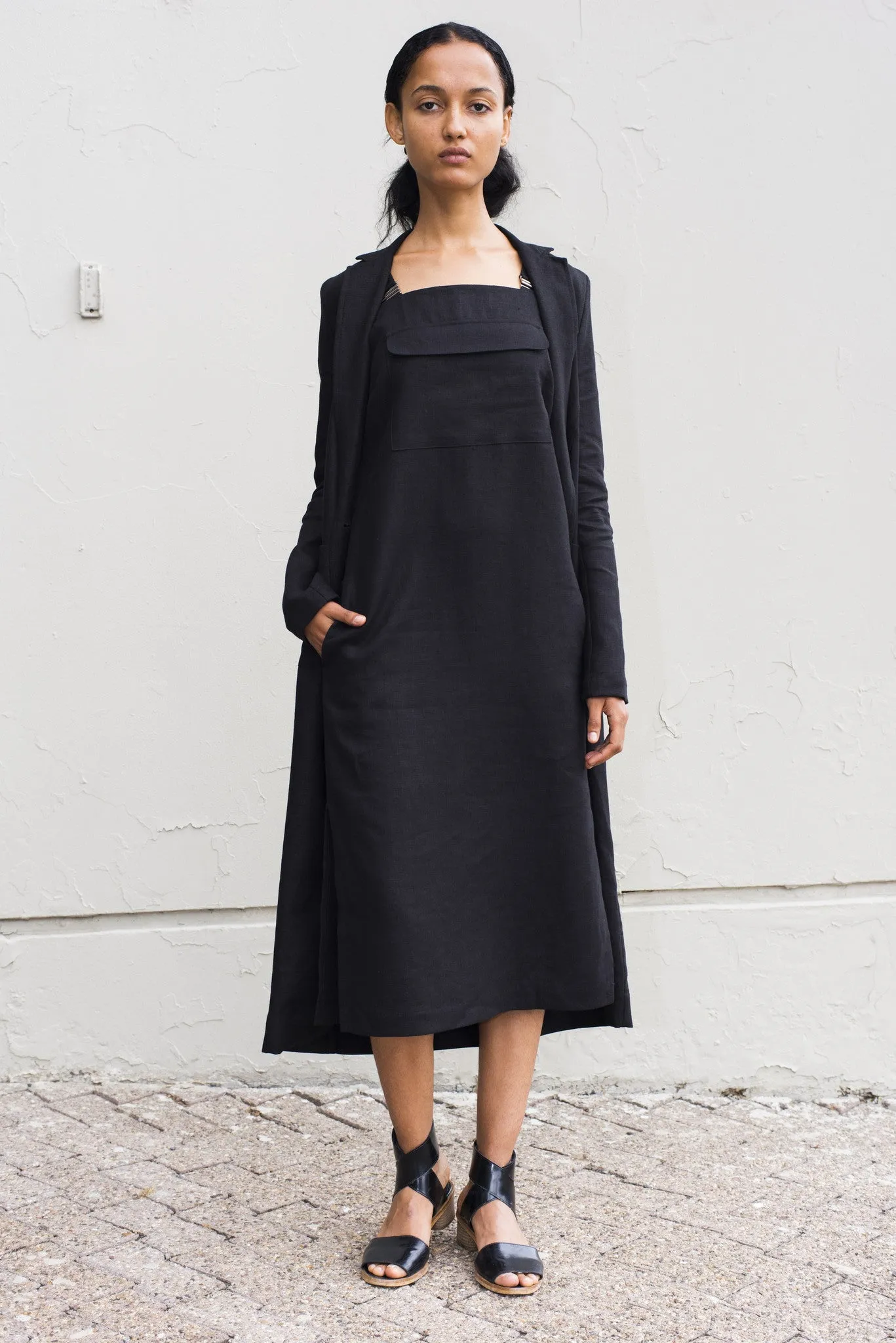 Slit Back Duster - Black sold by NOMIA
